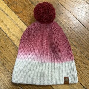 Frye & Co Red Ombre Pom Pom Beanie Hat